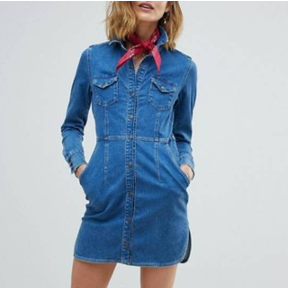 Free People Dynomite Denim Mini Dress Blue Size XS